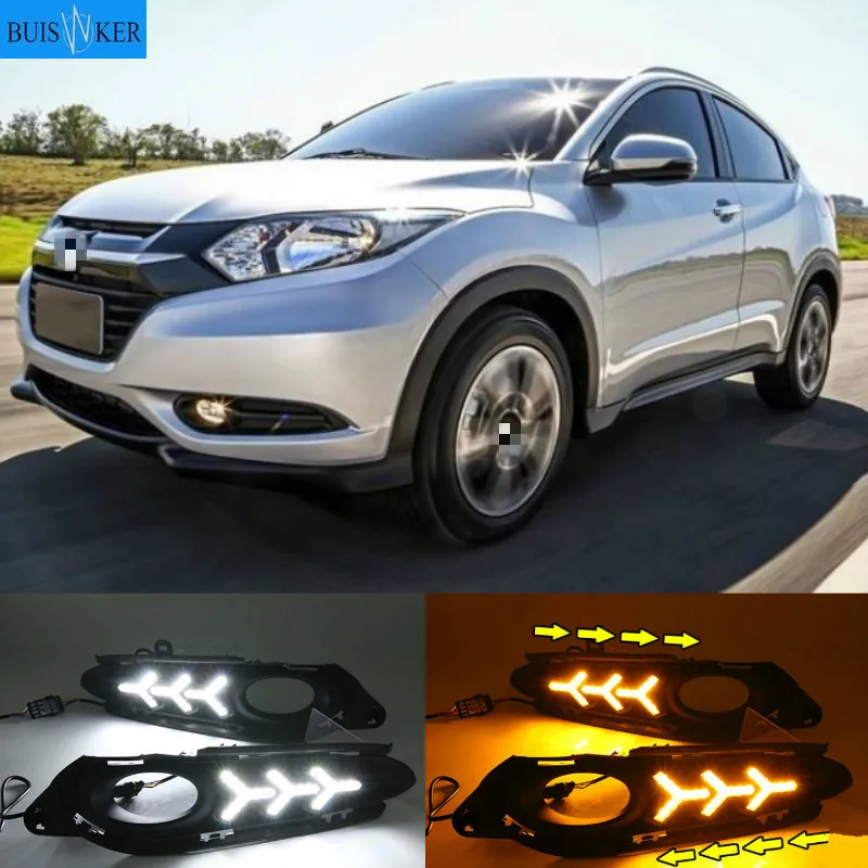 2Pcs DRL fog lamp Daytime Running Lights with yellow turn signal For Honda HR-V HRV Vezel 2014 2015 2016 2017 2018
2Pcs DRL fog lamp Daytime Running Lights with yellow turn signal For Honda HR-V HRV Vezel 2014 2015 2016 2017 2018