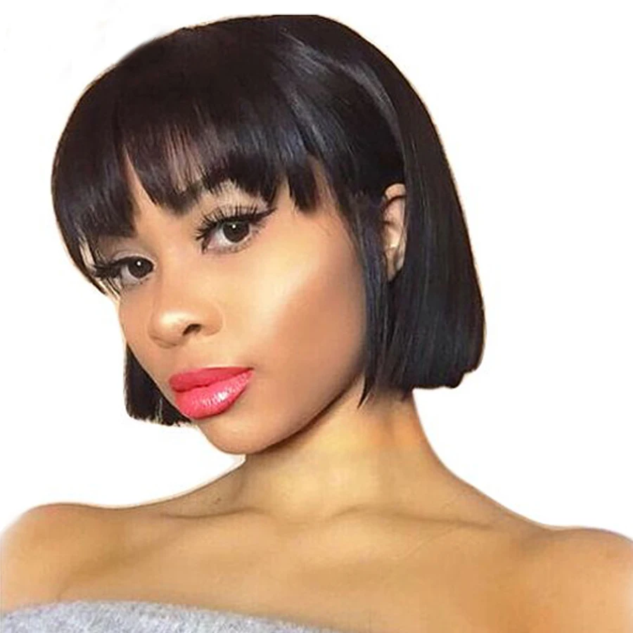 MISS ROLA Hair Short Bob Human Hair Wigs Machine Made Straight Bob Wig With Bangs 8-14 Inch Natural Color 150% Density Brazilian
MISS ROLA Hair Short Bob Human Hair Wigs Machine Made Straight Bob Wig With Bangs 8-14 Inch Natural Color 150% Density Brazilian