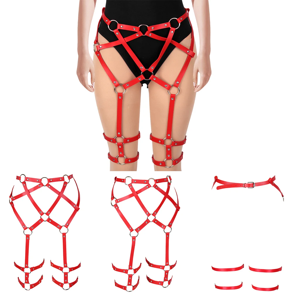 Sexy Women's Underwear Gothic PU Leather Leg Harness Fetish Leg Garter Belt Body Bondage Thigh Harness Strap Lingerie Costumes
Sexy Women's Underwear Gothic PU Leather Leg Harness Fetish Leg Garter Belt Body Bondage Thigh Harness Strap Lingerie Costumes