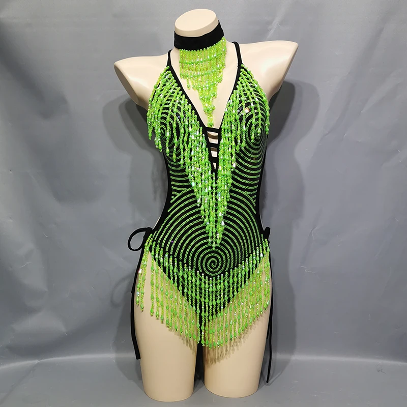 Sexy Tassel Sparkly Beading Sequin Bodysuit Festival Women's Costume EDC Party Nightclub Outfit Stage Performance Dance Clothing
Sexy Tassel Sparkly Beading Sequin Bodysuit Festival Women's Costume EDC Party Nightclub Outfit Stage Performance Dance Clothing