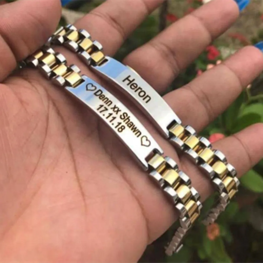 Fashion Watches Chain Bracelet Custom Engrave Name ID Bracelet & Bangle Women Men Hip Hop Jewelry Personalized Name Bracelets
Fashion Watches Chain Bracelet Custom Engrave Name ID Bracelet & Bangle Women Men Hip Hop Jewelry Personalized Name Bracelets