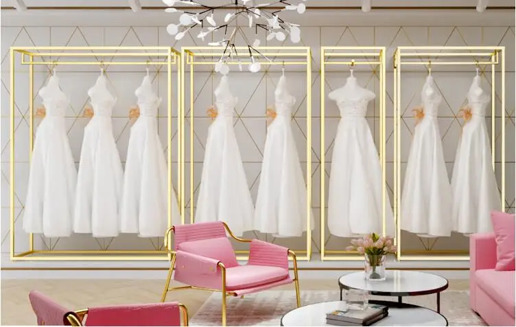 Wedding dress shelf high-end display shelf floor type golden special studio dress shelf Tieyi clothing store hanger
Wedding dress shelf high-end display shelf floor type golden special studio dress shelf Tieyi clothing store hanger