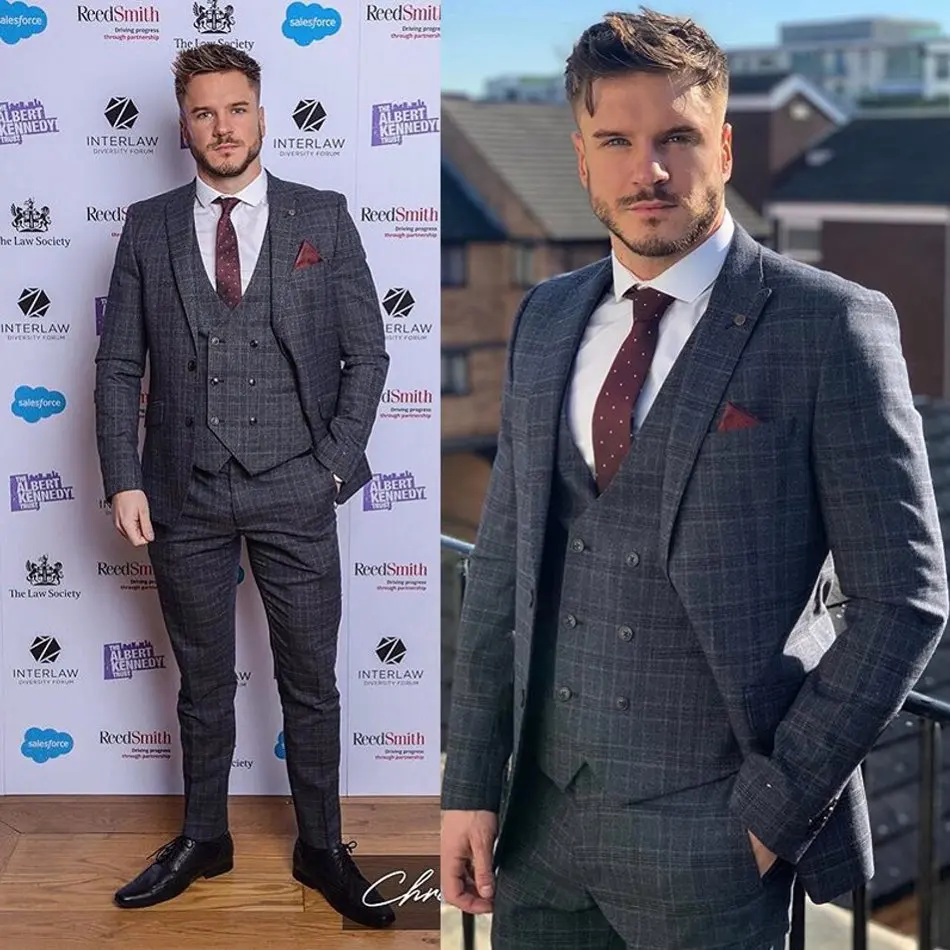 Dark Grey Mens Suits Wool Blend 3 Piece (Coat+Vest+Pants) Peaked Lapel Traje Hombre Formal Men Suit Custom Made
Dark Grey Mens Suits Wool Blend 3 Piece (Coat+Vest+Pants) Peaked Lapel Traje Hombre Formal Men Suit Custom Made