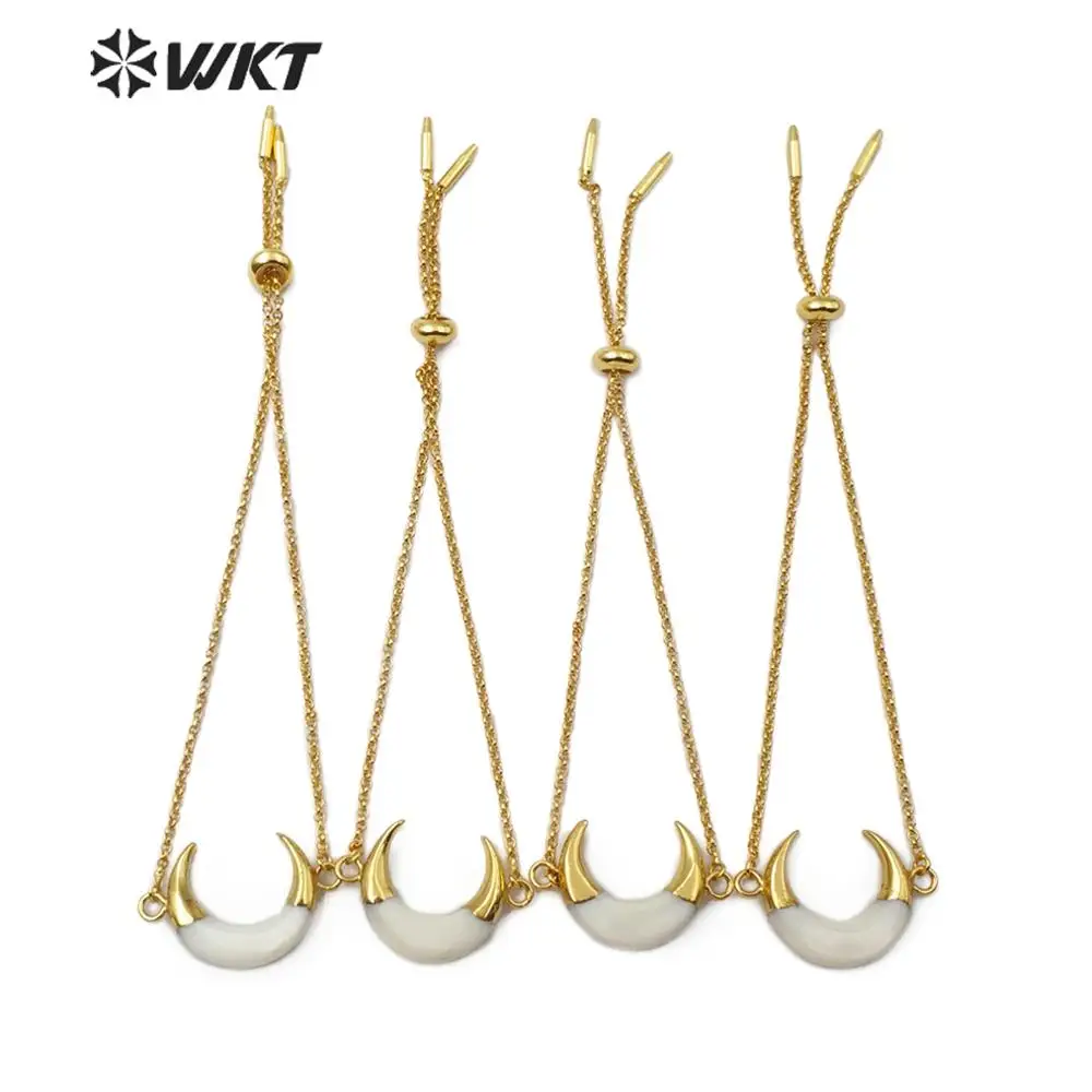 WT-B500 Natural Shell Bracelet Crescent Shape White Shell Bracelet With Gold Electroplated Chain Fashion Woman Shell Jewelry
WT-B500 Natural Shell Bracelet Crescent Shape White Shell Bracelet With Gold Electroplated Chain Fashion Woman Shell Jewelry