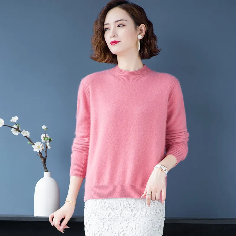 Autumn and winter new women's wear mink sweater women's half high collar Pullover loose large size knitted thickened base s
Autumn and winter new women's wear mink sweater women's half high collar Pullover loose large size knitted thickened base s