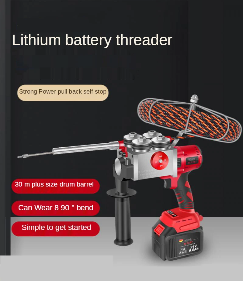 21VF Electric Threading Machine Automatic Pull-Out Threading Threading Artifact Lead Device Universal Electrician Threading Tube
21VF Electric Threading Machine Automatic Pull-Out Threading Threading Artifact Lead Device Universal Electrician Threading Tube