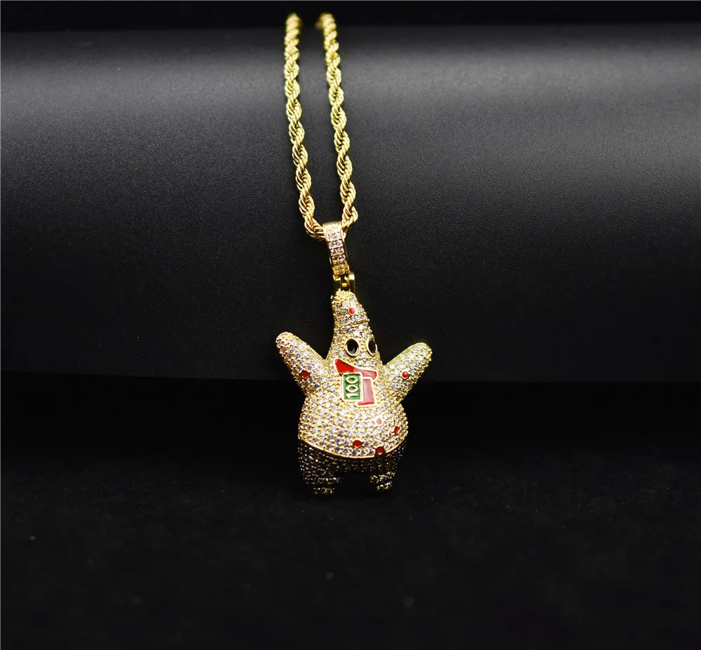 Ice Out Cubic AAA+ Zircon Cartoon Pendant Necklace Men with Rope Chain Hip Hop Gold Color Charm Gift Chain Jewelry for Men Women
Ice Out Cubic AAA+ Zircon Cartoon Pendant Necklace Men with Rope Chain Hip Hop Gold Color Charm Gift Chain Jewelry for Men Women