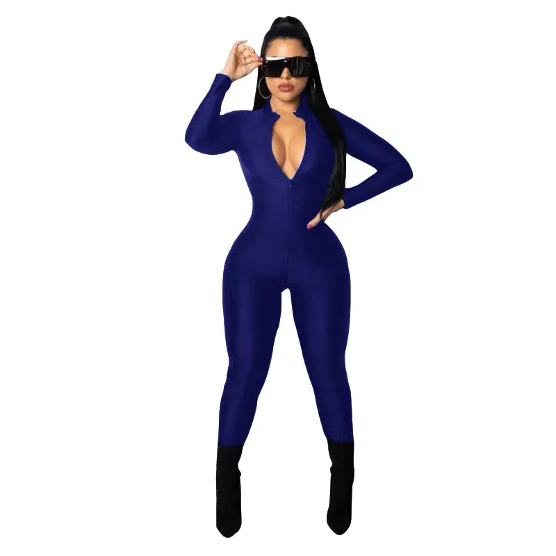 New autumn women's jumpsuit Sexy solid color long-sleeved zipper jumpsuit V-neck pencil pants jumpsuit
New autumn women's jumpsuit Sexy solid color long-sleeved zipper jumpsuit V-neck pencil pants jumpsuit