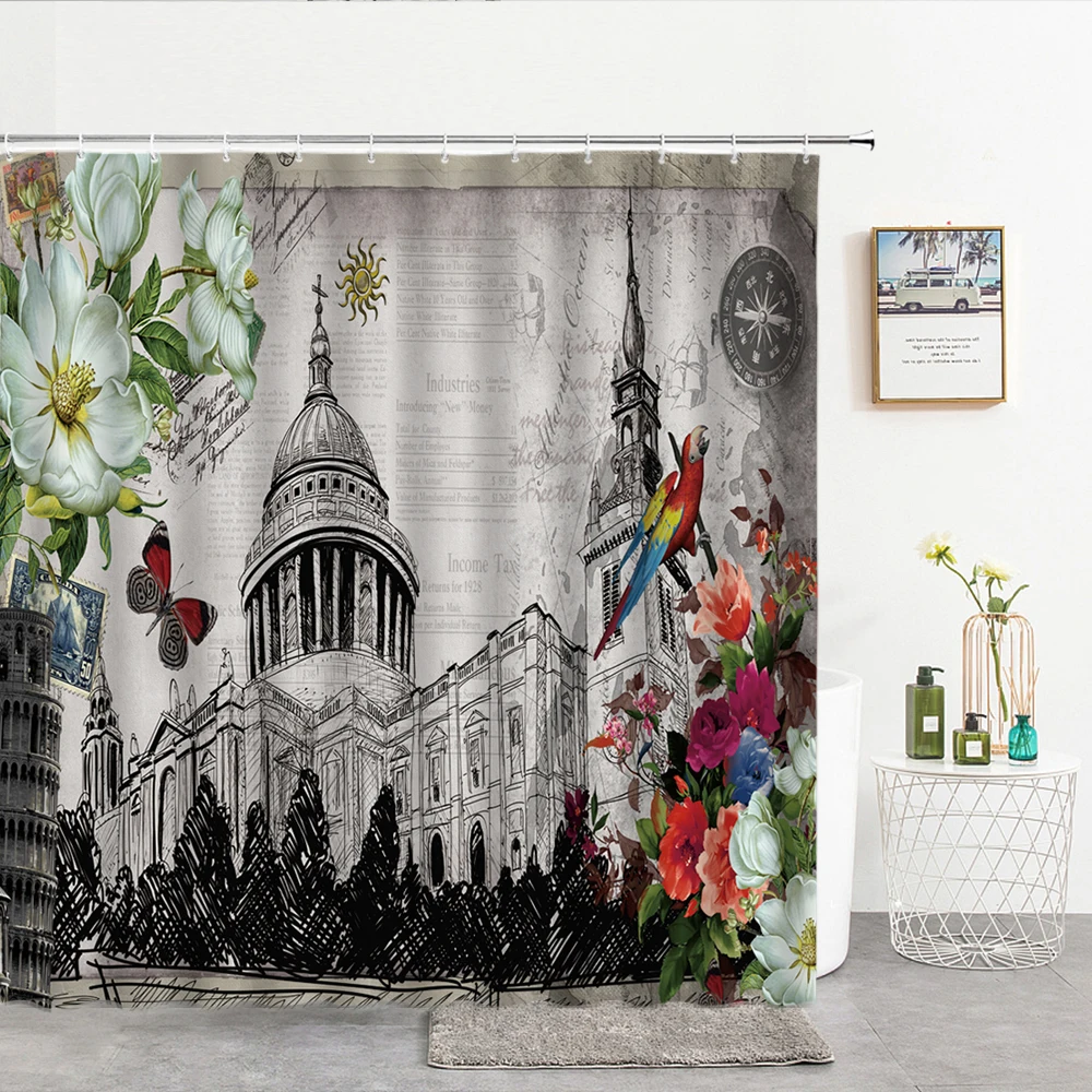 Retro Nostalgia Paris Tower Pattern Bath Shower Curtain Waterproof Decor Shower Curtains With Hooks Black white Bathroom Screen
Retro Nostalgia Paris Tower Pattern Bath Shower Curtain Waterproof Decor Shower Curtains With Hooks Black white Bathroom Screen