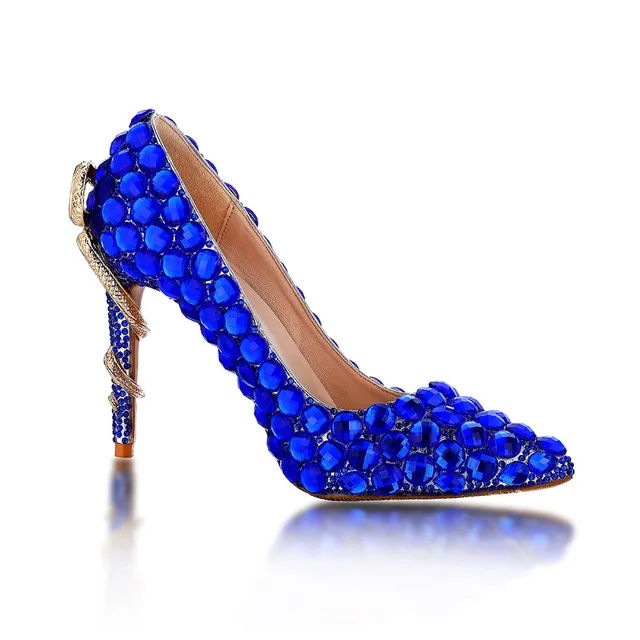 Woman Royal Blue Diamonds Pumps Gold Snake Twined Stiletto Heels Women Pointed Toe Rhinestone Wedding Dress Shoes
Woman Royal Blue Diamonds Pumps Gold Snake Twined Stiletto Heels Women Pointed Toe Rhinestone Wedding Dress Shoes