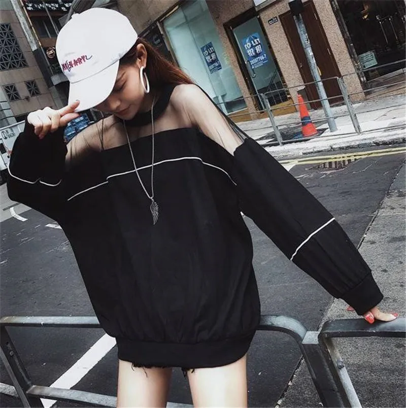 Female Punk Off Shoulder Streetwear Harajuku Hip Hop Tops Fashion Womens Casual High Street Spring Black Sexy Sweatshirts
Female Punk Off Shoulder Streetwear Harajuku Hip Hop Tops Fashion Womens Casual High Street Spring Black Sexy Sweatshirts