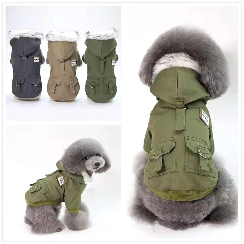 Dog Cotton-Padded Clothes Pet Products 2020 Autumn/Winter Clothing New Military Fashion Handsome Small Dog Warm Pure Color
Dog Cotton-Padded Clothes Pet Products 2020 Autumn/Winter Clothing New Military Fashion Handsome Small Dog Warm Pure Color
