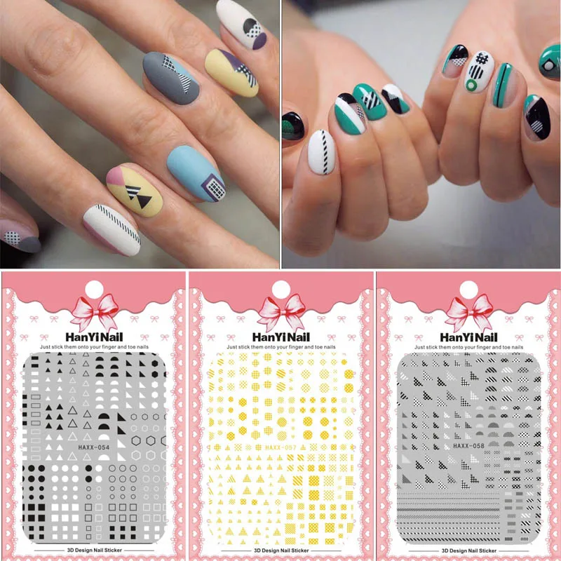 3D geometric nail sticker black gold white Wave point triangle square round circle space back glue fashion nail strip HY008
3D geometric nail sticker black gold white Wave point triangle square round circle space back glue fashion nail strip HY008