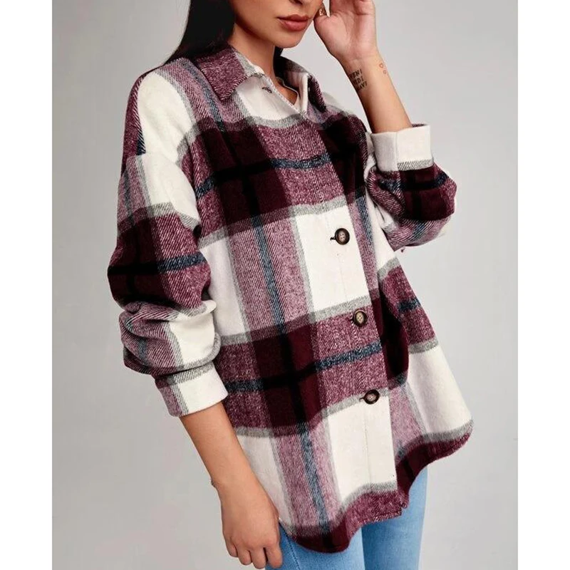 QINJOYER Plaid Jackets Woman Loose Casual Autumn Winter Turn-down Collar Single Breasted Coat Warm Outerwear Shirt Jackets
QINJOYER Plaid Jackets Woman Loose Casual Autumn Winter Turn-down Collar Single Breasted Coat Warm Outerwear Shirt Jackets