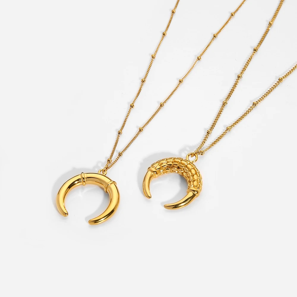 2023 Fashion New PVD Plated Stainless Steel Moon Horn Pendant Necklace For Women Girls Luxury Titanium Steel Jewelry
2023 Fashion New PVD Plated Stainless Steel Moon Horn Pendant Necklace For Women Girls Luxury Titanium Steel Jewelry