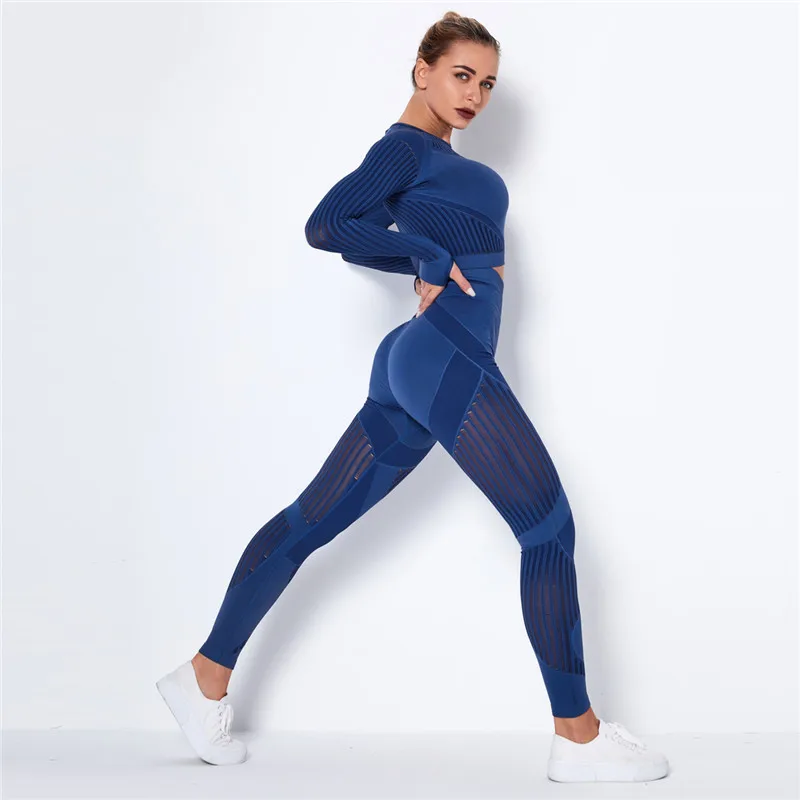 Sexy Slim Mesh Yoga Suit Seamless Quick Dry Sports Yoga Suit Striped Long Sleeve Bubble Butt Leggings Gym Fitness Running Suit
Sexy Slim Mesh Yoga Suit Seamless Quick Dry Sports Yoga Suit Striped Long Sleeve Bubble Butt Leggings Gym Fitness Running Suit