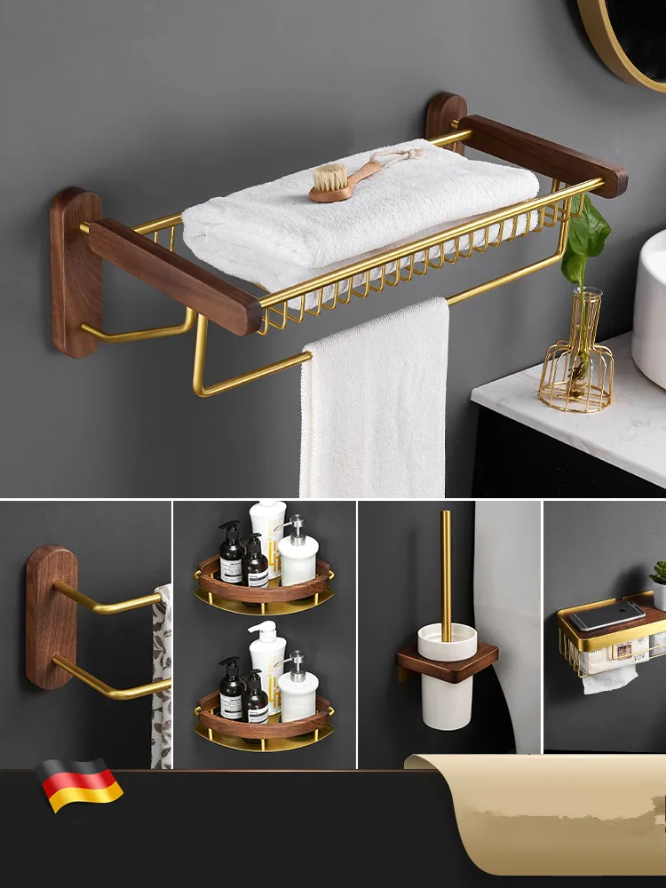 Bathroom Accessories Set Aluminum & Black Walnut Towel Rack Toilet Brush Holder Bathroom Shelf Paper Rack Robe Hook Bath Hardwar
Bathroom Accessories Set Aluminum & Black Walnut Towel Rack Toilet Brush Holder Bathroom Shelf Paper Rack Robe Hook Bath Hardwar