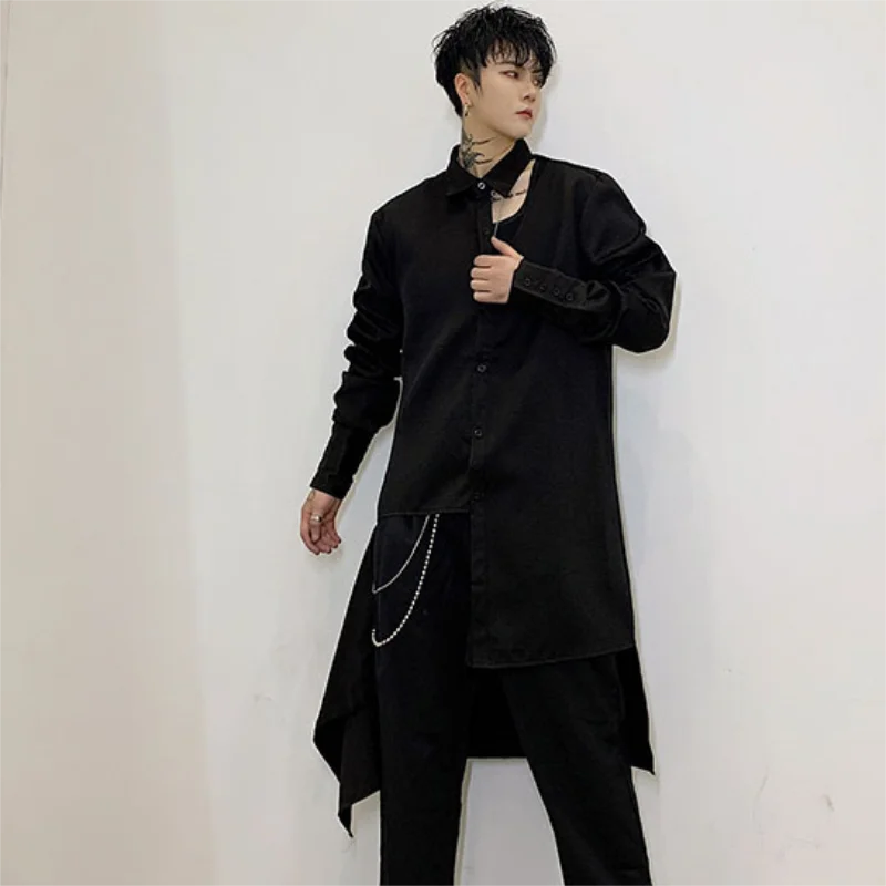 Men's long sleeves asymmetrical irregular hollowout slim casual shirt street clothes Gothic long party dress shirt
Men's long sleeves asymmetrical irregular hollowout slim casual shirt street clothes Gothic long party dress shirt