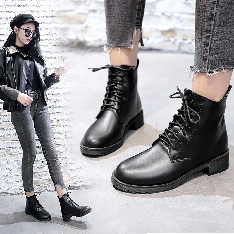 Fad New Warm Plush Winter Boots Solid Black Leather Boots Lace Up Women Boots Plus Size Square Low Heels Shoes Woman Boots
Fad New Warm Plush Winter Boots Solid Black Leather Boots Lace Up Women Boots Plus Size Square Low Heels Shoes Woman Boots