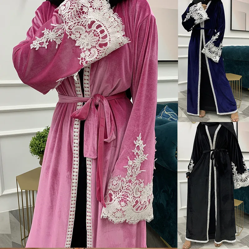Islam Long Dresses Muslim Womens Fashion New Solid Color Soft Lace Cuff Cardigan Robe Long Sleeve Lacing Loose Casual Clothes
Islam Long Dresses Muslim Womens Fashion New Solid Color Soft Lace Cuff Cardigan Robe Long Sleeve Lacing Loose Casual Clothes
