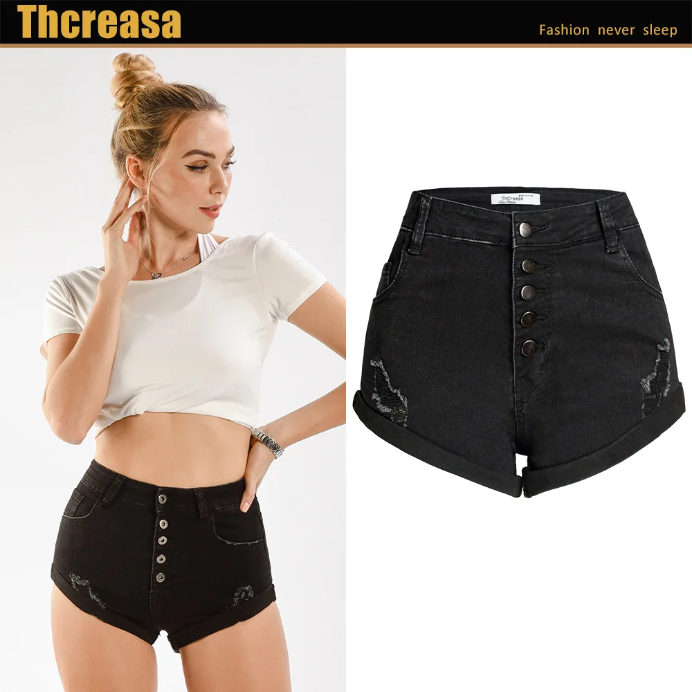 Women short Jeans women's curled wide leg pants summer women's button flanging pure black high waist jeans
Women short Jeans women's curled wide leg pants summer women's button flanging pure black high waist jeans