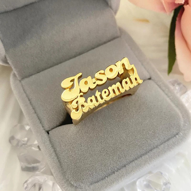 18K Custom Double Name Rings Personalized Knuckles Jewelry Retro Signet Engrave Initials Letter Rings for Lover and Couple Gift
18K Custom Double Name Rings Personalized Knuckles Jewelry Retro Signet Engrave Initials Letter Rings for Lover and Couple Gift