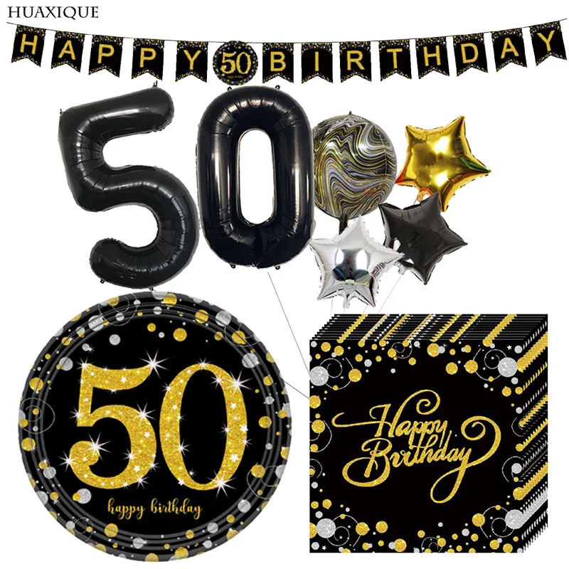 50 Year old Adult Birthday Tableware Happy Brithday Banner Bountting 50th Golden glitter Paper plates cups tablecloths Decor
50 Year old Adult Birthday Tableware Happy Brithday Banner Bountting 50th Golden glitter Paper plates cups tablecloths Decor