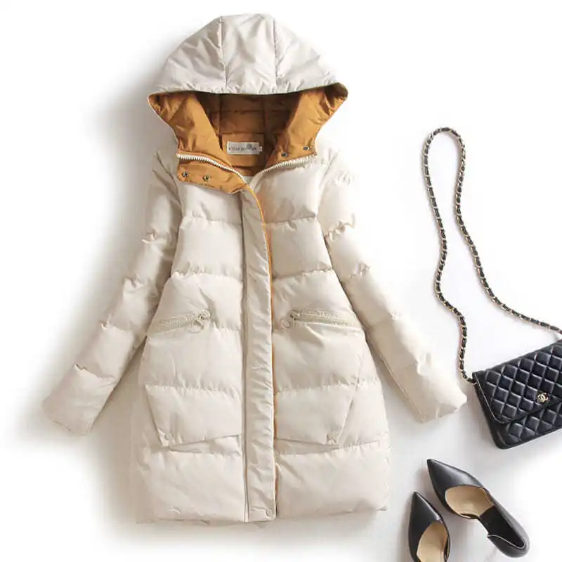 Women's Winter New Mid-length Cotton Jacket Korean Feather Hooded Zipper Pocket Harajuku Jacket Coat Women Clothing H20123
Women's Winter New Mid-length Cotton Jacket Korean Feather Hooded Zipper Pocket Harajuku Jacket Coat Women Clothing H20123