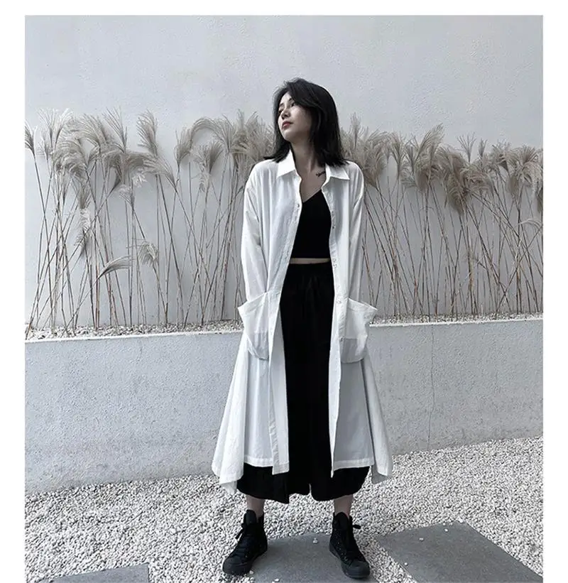 Autumn ladies new square collar white long-sleeved shirt skirt long waistband big pocket loose irregular hem design
Autumn ladies new square collar white long-sleeved shirt skirt long waistband big pocket loose irregular hem design