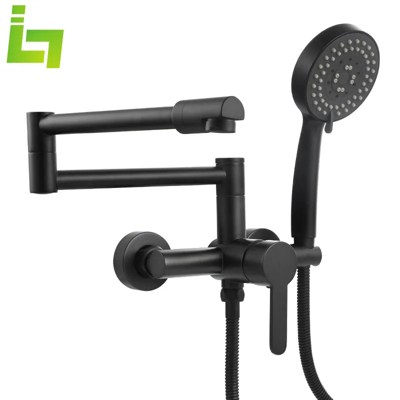 Wall Mounted Bathtub Faucet Two Function Black Shower Mixer Brass Long Spout Can Be Rotated Arbitrarily Cold and Hot Mixer
Wall Mounted Bathtub Faucet Two Function Black Shower Mixer Brass Long Spout Can Be Rotated Arbitrarily Cold and Hot Mixer