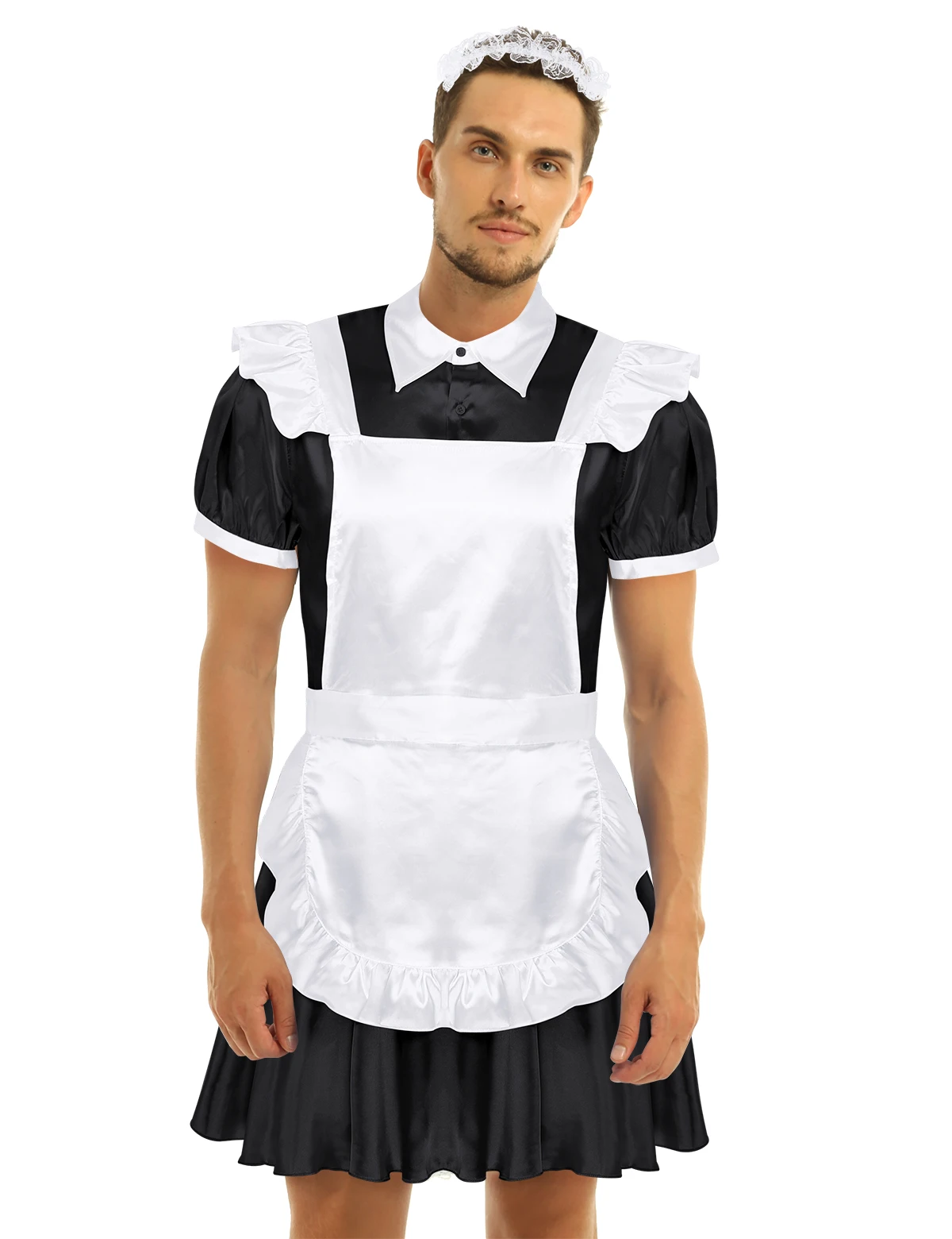 Men Adults Sissy Maid Servant Cosplay Dress Apron Outfit Satiny Puff Sleeve Dress with Apron And Headband for Halloween Party
Men Adults Sissy Maid Servant Cosplay Dress Apron Outfit Satiny Puff Sleeve Dress with Apron And Headband for Halloween Party