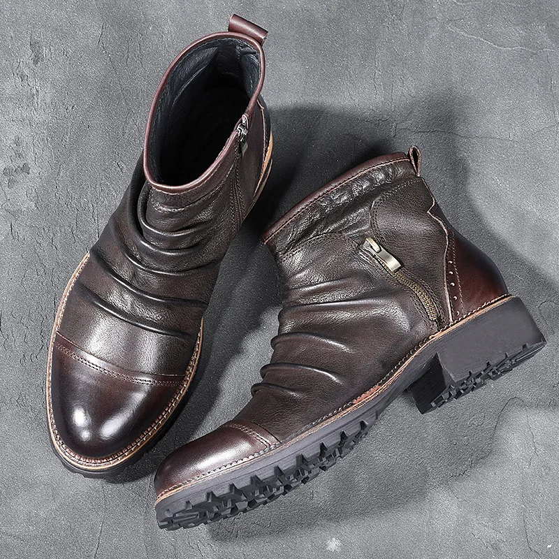 Men Chelsea Boots Leather Autumn Winter Vintage Style Cowboy Boots Man High Top Zipper Ankle Boots for Men Botas Hombre
Men Chelsea Boots Leather Autumn Winter Vintage Style Cowboy Boots Man High Top Zipper Ankle Boots for Men Botas Hombre