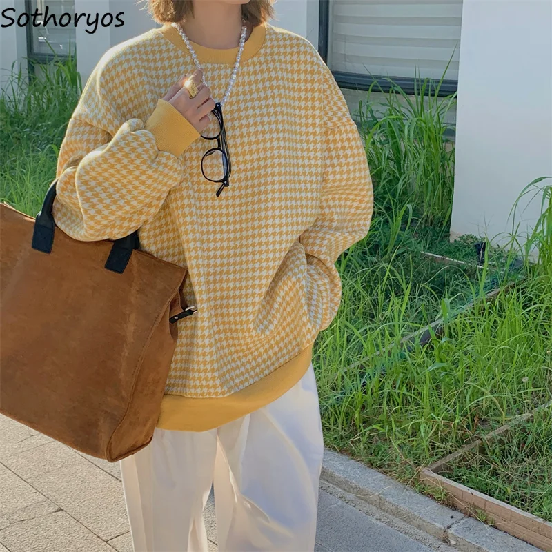 Autumn Long Sleeve Sweatshirts Women Houndstooth Vintage Korean PopularLazy O-neck Hoodie Student Chic All-match Tops Trendy
Autumn Long Sleeve Sweatshirts Women Houndstooth Vintage Korean PopularLazy O-neck Hoodie Student Chic All-match Tops Trendy