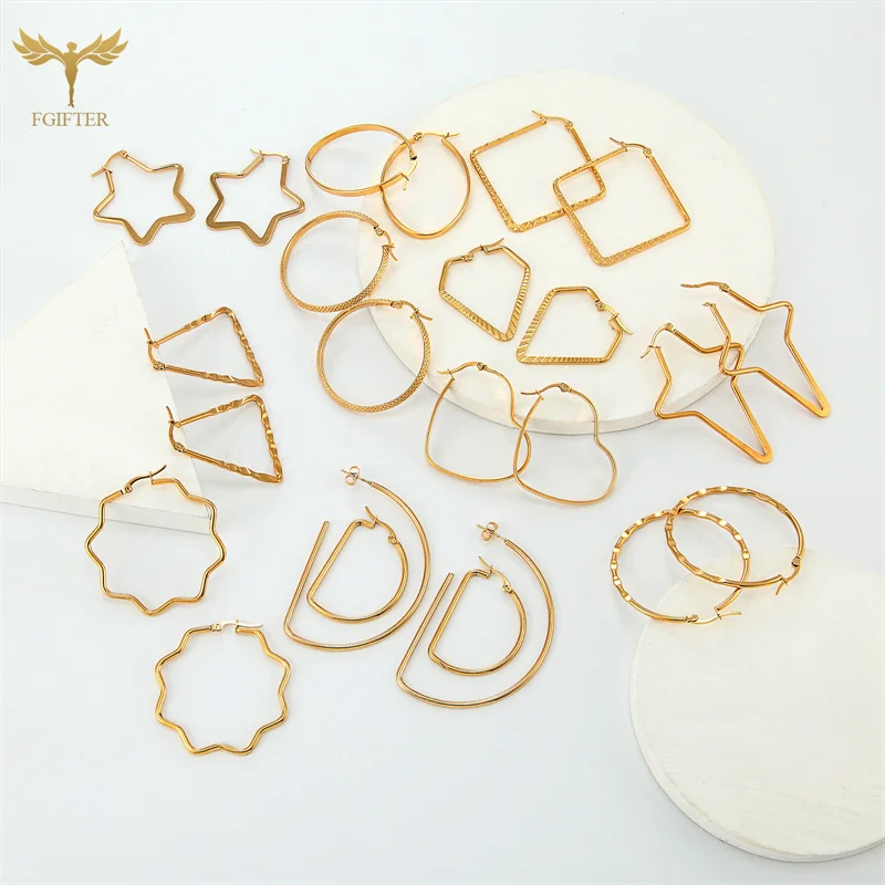Irregular Multi-style Women's Hoop Earrings Golden Stainless Steel Fashion Geometric Heart Earrings Retro Dangling Jewelry
Irregular Multi-style Women's Hoop Earrings Golden Stainless Steel Fashion Geometric Heart Earrings Retro Dangling Jewelry