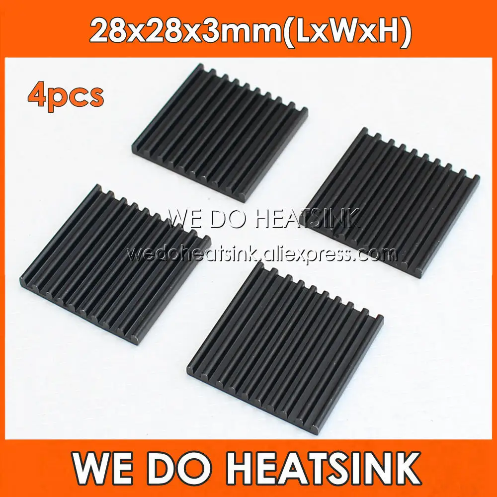 WE DO HEATSINK 4pcs Extruded Black Heatsink Cooler 28x28x3mm Aluminium Radiator Heat Sink
WE DO HEATSINK 4pcs Extruded Black Heatsink Cooler 28x28x3mm Aluminium Radiator Heat Sink