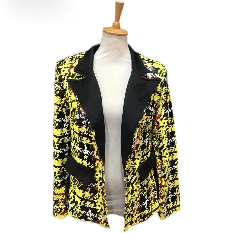Stage Performance club bar gogo wear Shinny Singer Coat Yellow Sequin Long Sleeve Blazer Women Casual Suit Jacket
Stage Performance club bar gogo wear Shinny Singer Coat Yellow Sequin Long Sleeve Blazer Women Casual Suit Jacket