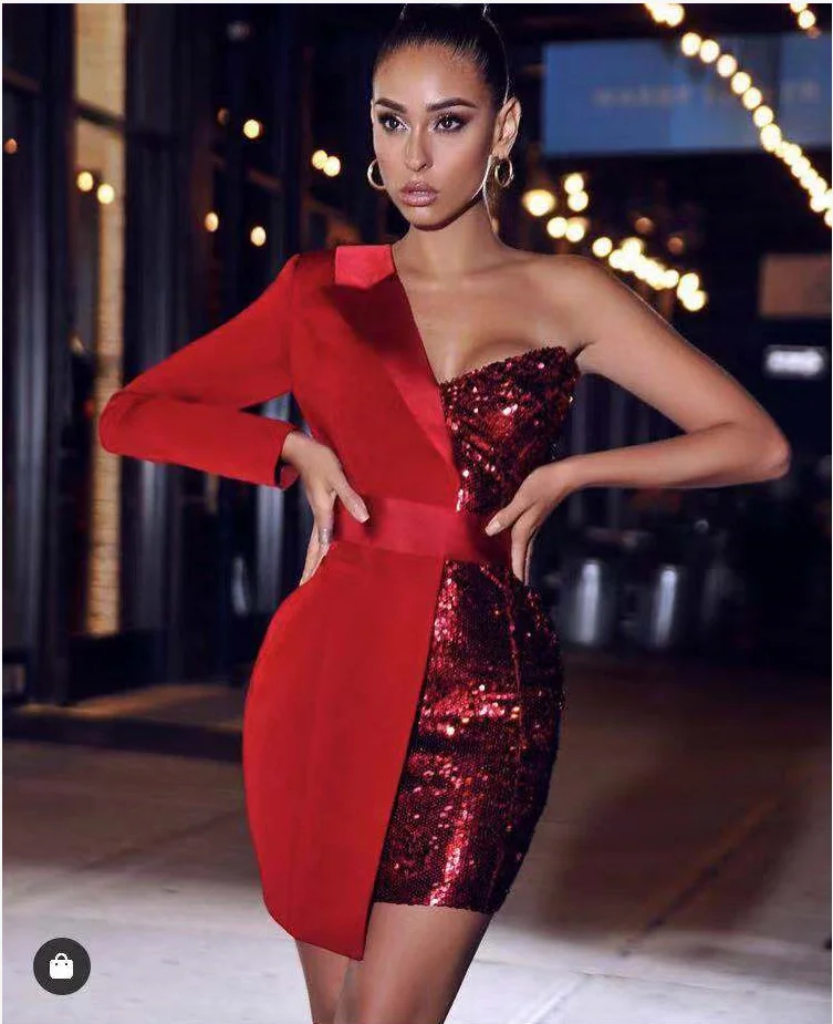 High Quality Red Silver Night One Sleeved Glitter Sequin Crepe Tuxedo Blazer Dress Girl Fashion Gown Party Wear
High Quality Red Silver Night One Sleeved Glitter Sequin Crepe Tuxedo Blazer Dress Girl Fashion Gown Party Wear