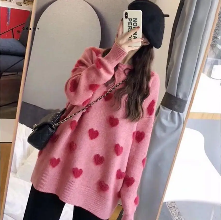 Heart Patchwork Knitted Woman Sweaters Round Neck Long Sleeve Loose Casual Knitwear Fall Women Oullovers mujer suteres
Heart Patchwork Knitted Woman Sweaters Round Neck Long Sleeve Loose Casual Knitwear Fall Women Oullovers mujer suteres