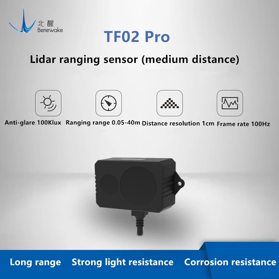 Benewake TF02-Pro TOF 40 meters Single-point ranging lidar for Intelligent transportation Material level detection
Benewake TF02-Pro TOF 40 meters Single-point ranging lidar for Intelligent transportation Material level detection