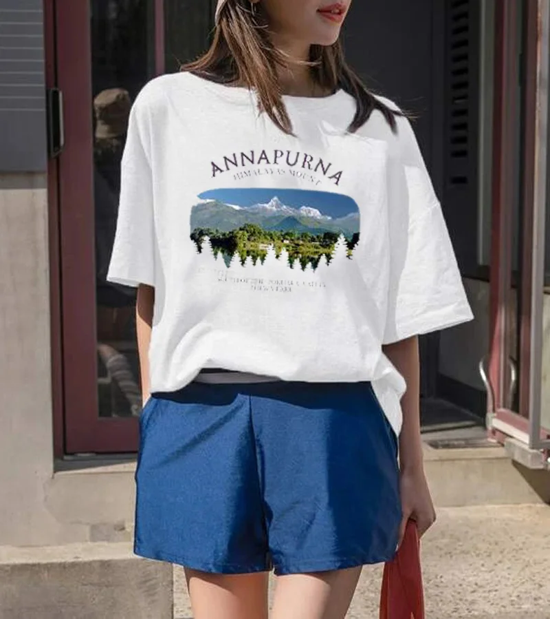 sunfiz Annapurna Moun Print T-shirts Women Summer 2021 Graphic Tees Funny Shirts For woman tshirts Loose Crew Neck Harajuku Tops
sunfiz Annapurna Moun Print T-shirts Women Summer 2021 Graphic Tees Funny Shirts For woman tshirts Loose Crew Neck Harajuku Tops