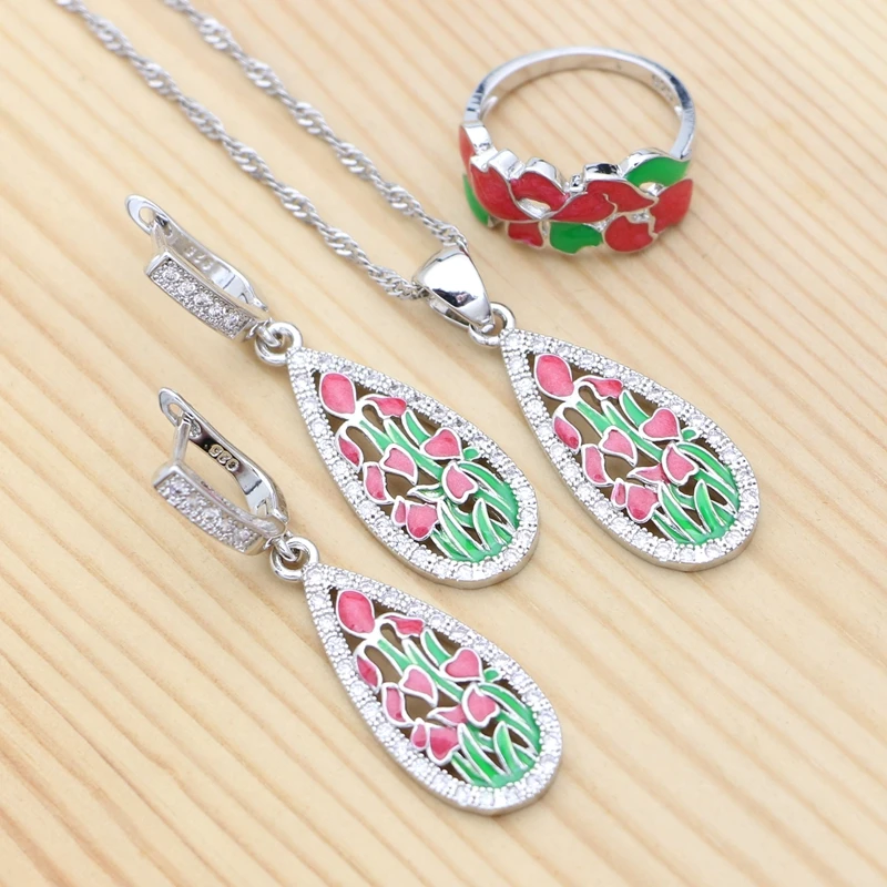 Enamel Jewelry 925 Sterling Silver Bridal Jewelry Set for Women Earrings Ring Necklace Pendant Set Classic Drop Earrings
Enamel Jewelry 925 Sterling Silver Bridal Jewelry Set for Women Earrings Ring Necklace Pendant Set Classic Drop Earrings