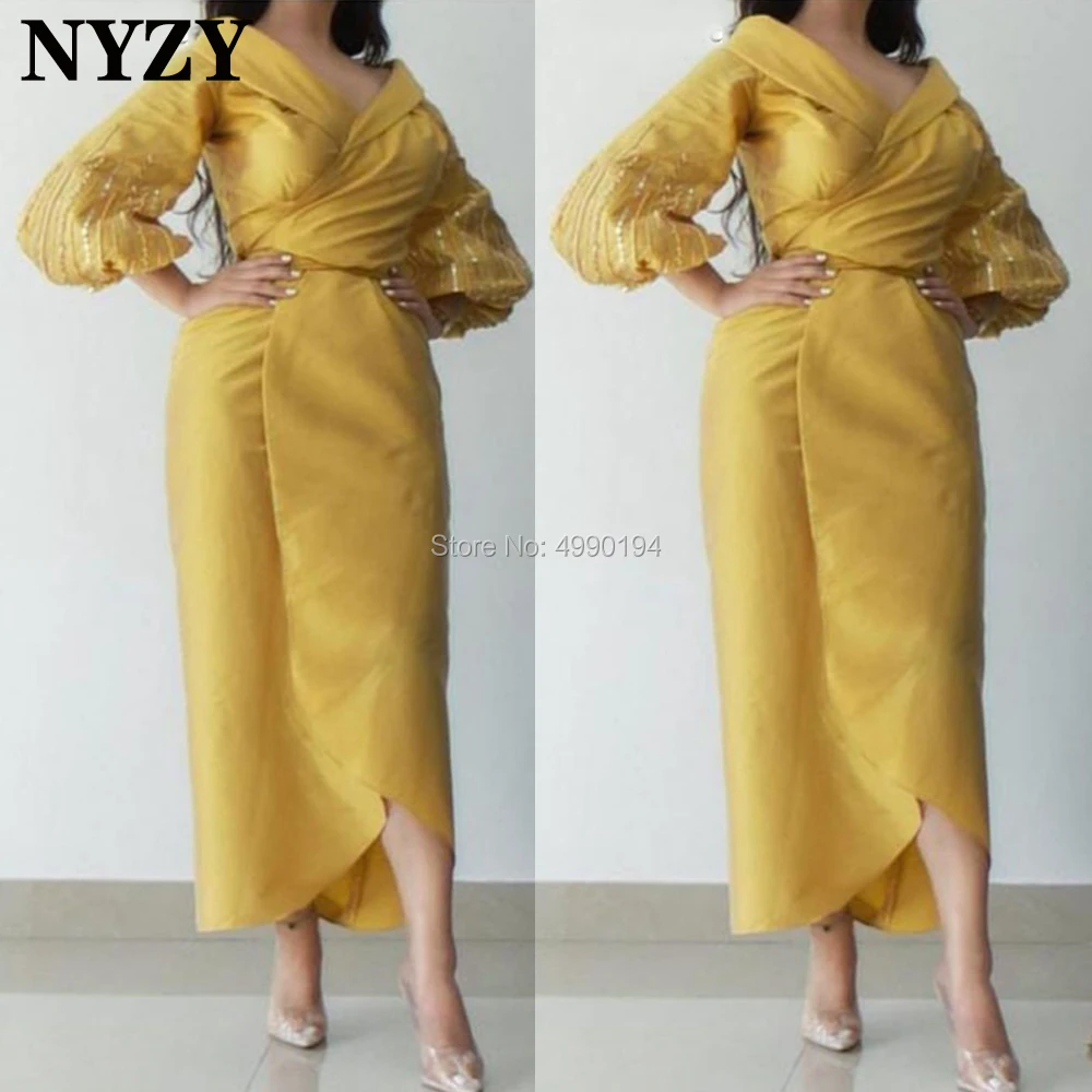 Elegant Taffeta Puffy Long Sleeves Muslim Arabic Evening Dress Yellow NYZY E287 Wedding Party Dress vestidos formales
Elegant Taffeta Puffy Long Sleeves Muslim Arabic Evening Dress Yellow NYZY E287 Wedding Party Dress vestidos formales