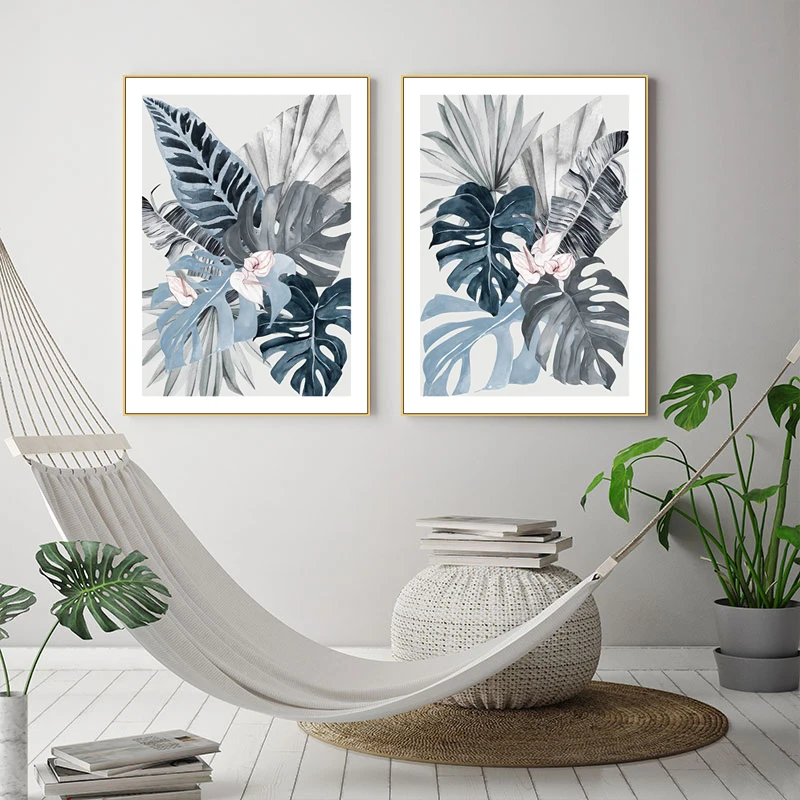 Blue Watercolor Tropical Plants Flowers and Leaves Wall Art Canvas Painting Poster and Prints Wall Picture for Living Room Decor
Blue Watercolor Tropical Plants Flowers and Leaves Wall Art Canvas Painting Poster and Prints Wall Picture for Living Room Decor