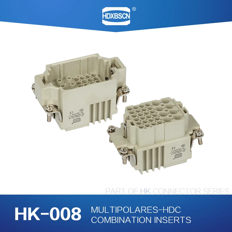 HDXBSCN Industrial Heavy Duty Connector HDC HK-008/24 HK Series 8pin and 24 pin Cold Press Connect Male Insert
HDXBSCN Industrial Heavy Duty Connector HDC HK-008/24 HK Series 8pin and 24 pin Cold Press Connect Male Insert