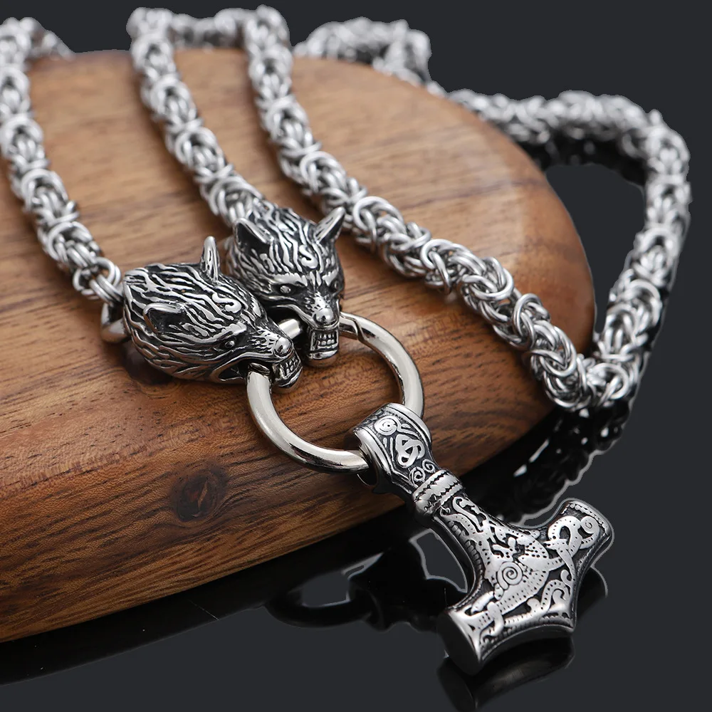 Hammer Mjolnir Wolf Pendant Necklace Men Jewelry Norse Viking Stainless Steel Chain Necklace
Hammer Mjolnir Wolf Pendant Necklace Men Jewelry Norse Viking Stainless Steel Chain Necklace