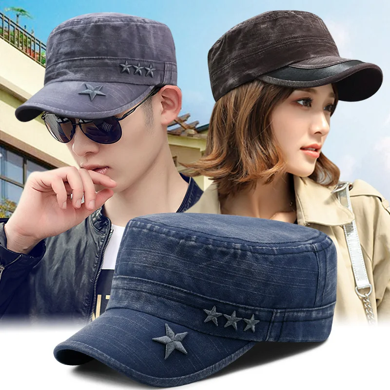 Vintage hat Denim Army Cap Men Washed Cotton Bucket Hat Flat Top Adjustable Visor Hats Suitable for work and leisure fishing
Vintage hat Denim Army Cap Men Washed Cotton Bucket Hat Flat Top Adjustable Visor Hats Suitable for work and leisure fishing
