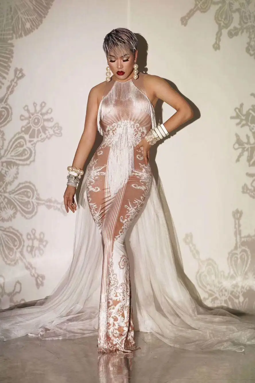White Tail Dress Dance Costume Birthday Celebrate Party Long Dress Bar Prom Singer Performance Wear
White Tail Dress Dance Costume Birthday Celebrate Party Long Dress Bar Prom Singer Performance Wear