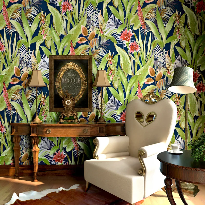 American large flower wallpaper nostalgic style dark green flower and bird pastoral waterproof pure paper TV background
American large flower wallpaper nostalgic style dark green flower and bird pastoral waterproof pure paper TV background
