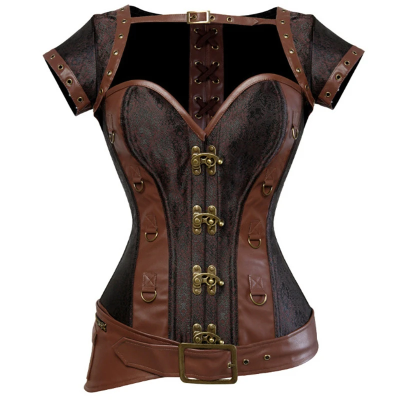Steampunk Sexy Corset Women Brown Overbust Corset Top Shawl Suit Retro Gothic Clothes Body Shaper Bustiers Modeling Shapewear
Steampunk Sexy Corset Women Brown Overbust Corset Top Shawl Suit Retro Gothic Clothes Body Shaper Bustiers Modeling Shapewear
