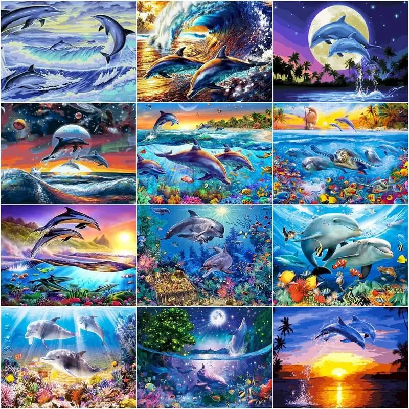 CHENISTORY Oil Paint By Number Dolphin On Canvas Diy Handpainted Gift Pictures Animal Wall Art Home Decoration 60x75cm
CHENISTORY Oil Paint By Number Dolphin On Canvas Diy Handpainted Gift Pictures Animal Wall Art Home Decoration 60x75cm
